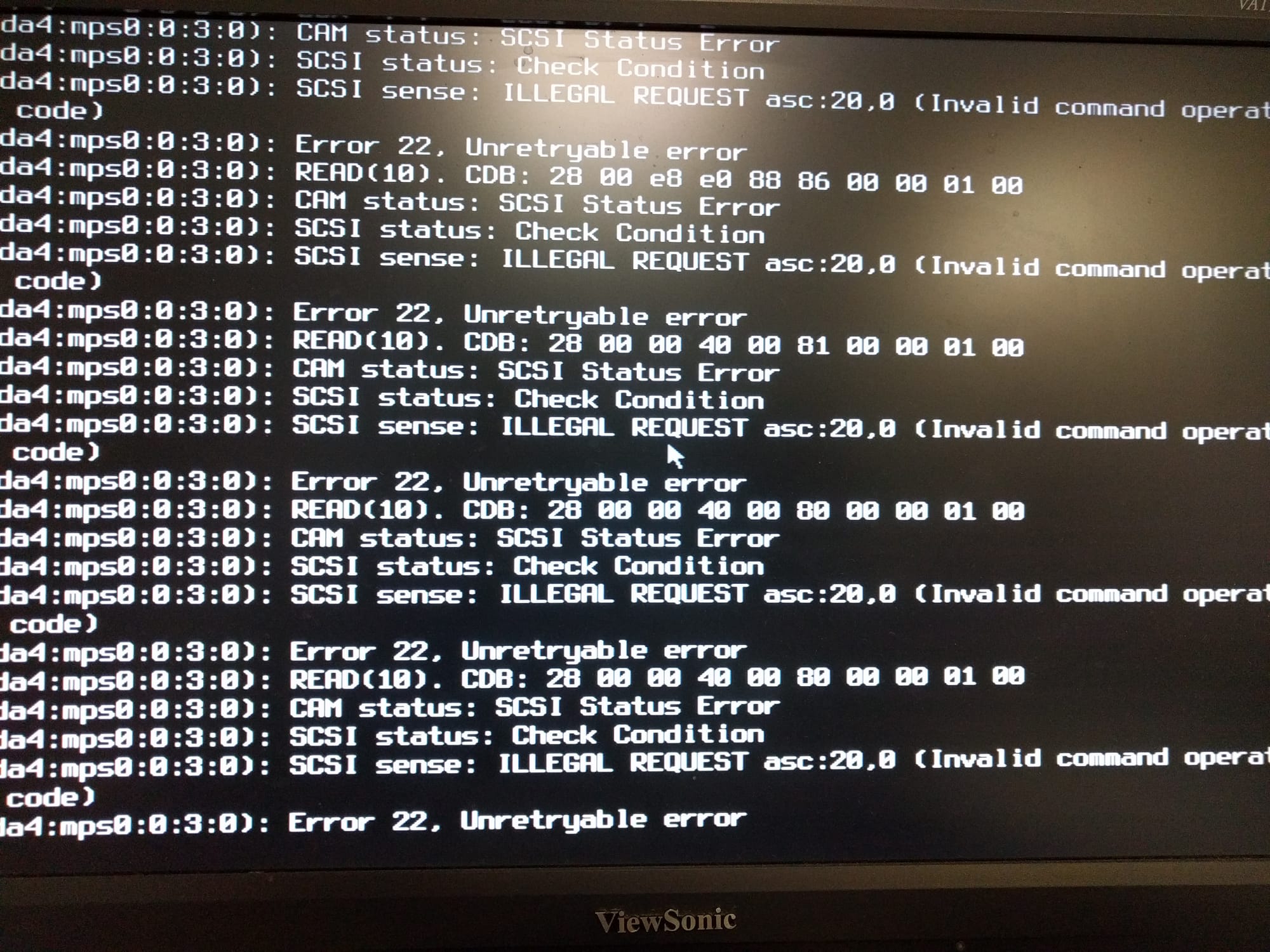 Error 22 Unretryable error. FreeNAS