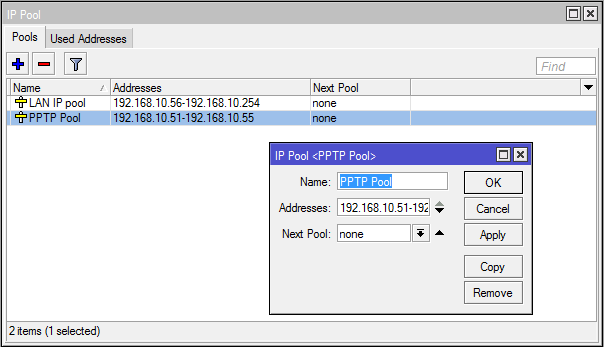 How to configure PPTP Server on MikroTik