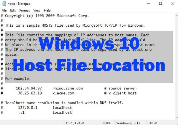 Windows 10 Hosts File Location