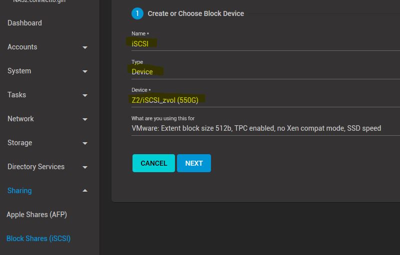Create or Choose Block Device