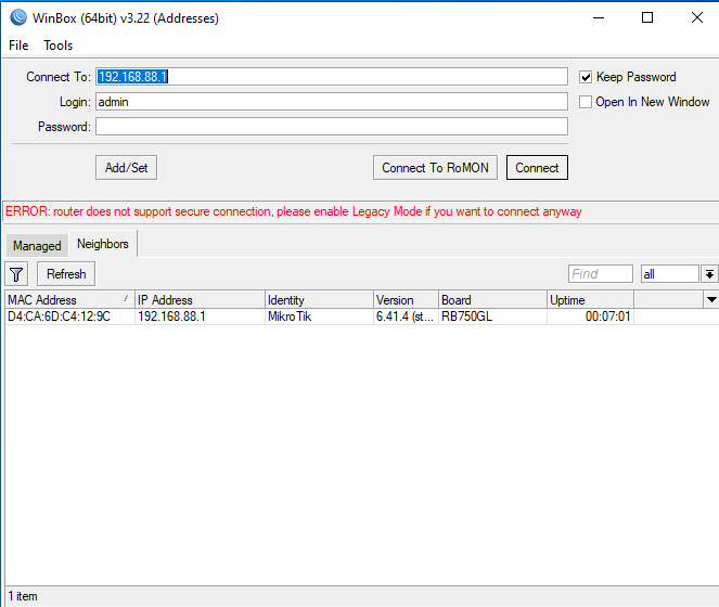please enable Legacy mode