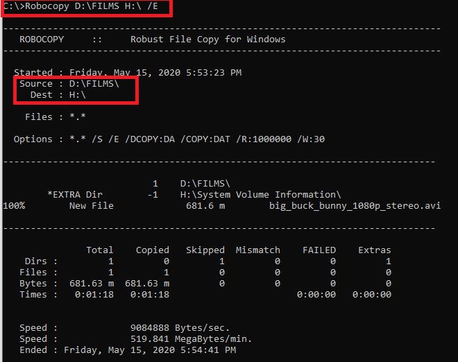 Robocopy Example of Use
