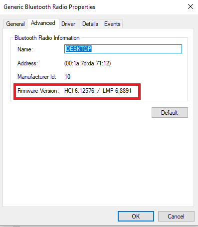 check Bluetooth version on Windows 10
