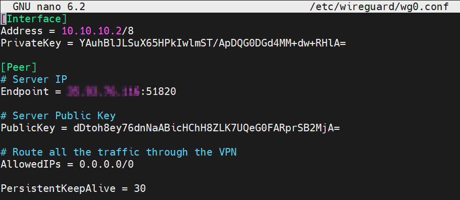 wireguard config example client