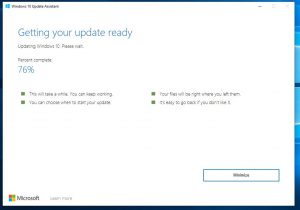 Windows 10 Update Assistant runing