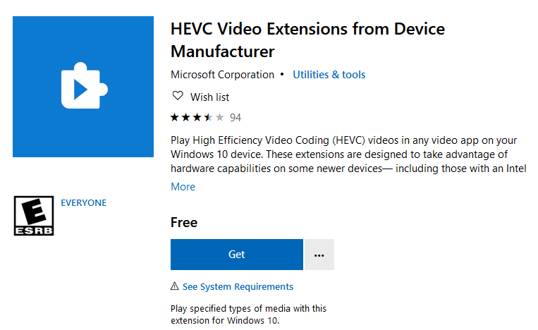 download hevc codec for windows 10 free