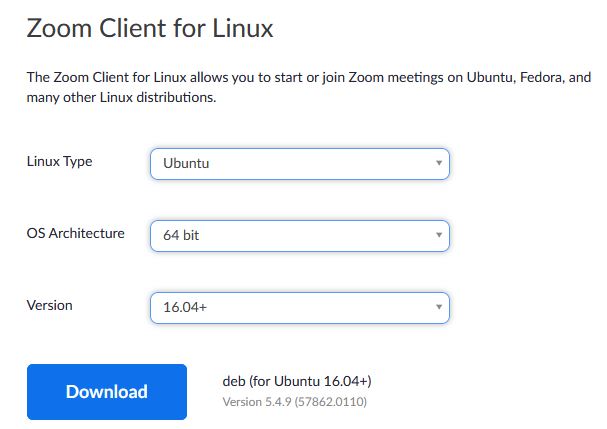 zoom download for ubuntu