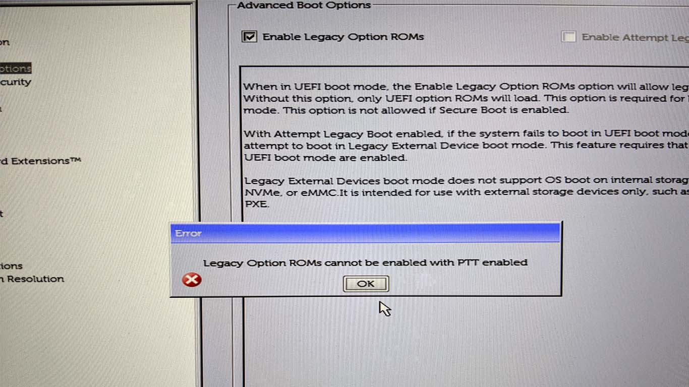 Load legacy option rom в биосе что это dell