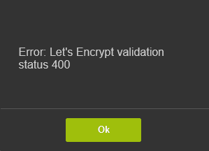 Let's Encrypt validation status 400