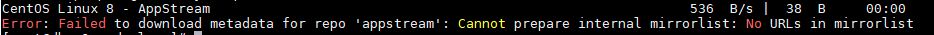 Error: Failed to download metadata for repo 'appstream'