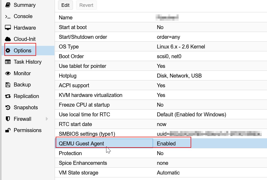 Enable QEMU Guest Agent in Proxmox