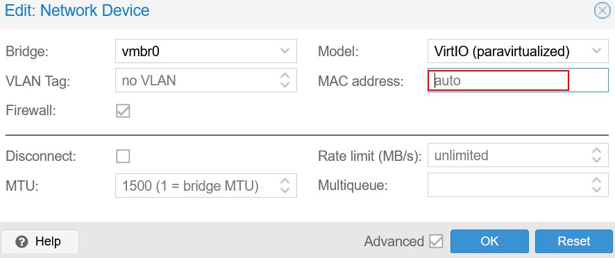 reset MAC address